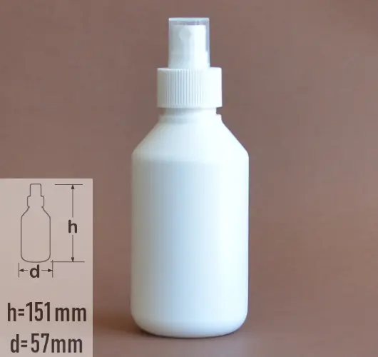 Sticla plastic 200ml din polietilena culoare alb cu capac alb tip sprayer